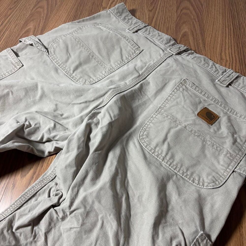 Vintage Carhartt Carpenter Jeans Men’s 36x30 Beige Denim Workwear Pants